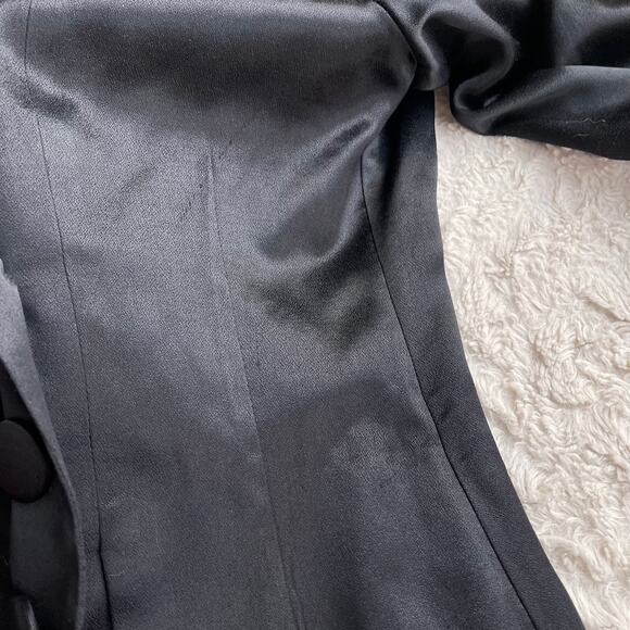 Sue Wong Studio satin blazer black asymmetrical vintage 80s 90s jacket cocktail - Picture 8 of 17